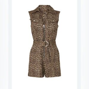 Marissa Webb Leopard Print Sleeveless Romper Utility size 10